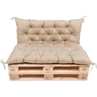 TexDeko Garden Palettenauflage 120x60cm mit Rückenlehne UV-beständig Cappuccino
