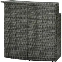 Markenlos Garten-Bartisch, Gartentisch, Balkontisch, Balkonmöbel, Beistelltisch, Grau 120x55x110 cm Poly Rattan