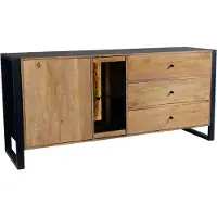 DELUKE Sideboard LIV mit Schubladen - Mangoholz Schwarz Matt 81x47x173cm | Schrank Flur Schlafzimmer Kommode