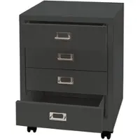Proregal Rollcontainer | HxBxT 55x40x41cm | Metall 4 Schubladen | Dunkelgrau | Schubladenschrank Stahlschrank Aktenschrank