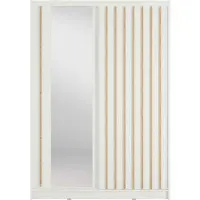 Masseno Schiebetürenschrank VEYDAR 155/215/62cm 2-türig mit Spiegel Weiß