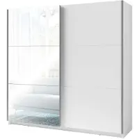 Masseno Schiebetürenschrank BELDEN 150,6/207/55,3cm 2-türig mit Spiegel Weiß