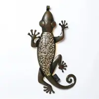 MARELIDA LED Solar Gartendeko GECKO - 15 warmweiße LED - H: 72cm - Dämmerungssensor - braun