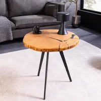 Riess Couchtisch ARBOR 55cm natur schwarz Massivholz Metall Eiche Beistelltisch rund