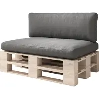 Sunnypillow Palettenkissen Outdoor, wasserdicht, UV-lichtecht - 2er Set - Palettenauflage für Palettensofa für Haus, Garten - Palettenpolster für Palettenmöbel - Rückenkissen & Sitzkissen Anthrazit