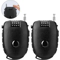 Welikera Motorrad Helmschloss 2er Set Zahlencode – 4-stelliges Kabelschloss 70cm einziehbar | Für Helm Fahrrad Rucksack Koffer Snowboard Ski Schwarz