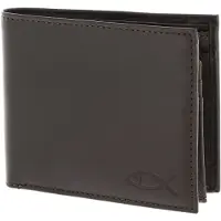 OXMOX Leder Geldbörse Leather RFID Protect Querscheinbörse Freedom Fish Embossed Brown dunkelbraun