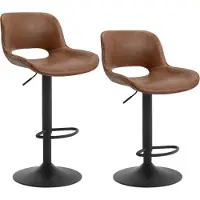 Woltu 2 × Barhocker höhenverstellbar, Kunstleder, Drehhocker aus Metall, Braun