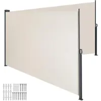 TecTake Doppel-Seitenmarkise 200 x 600 cm ausziehbar, mit Aufrollmechanismus
