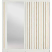 Masseno Schiebetürenschrank VEYDAR 205/215/62cm 2-türig mit Spiegel Weiß