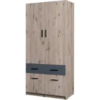 Masseno Drehtürenschrank LUGERN 91,2/197,6/53,6cm 2-türig Wellington-Eiche