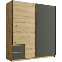 Masseno Schiebetürenschrank KOVAN 180,8/198,3/59,3cm 2-türig Graphitfarben