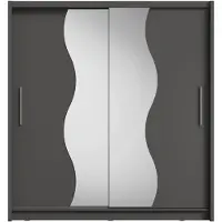 Masseno Schiebetürenschrank RANOR 200/215/62,5cm 2-türig mit Spiegel Grau