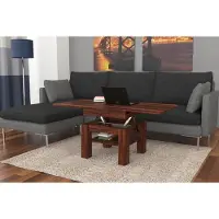 Designimpex Design Couchtisch Tisch Cleo stufenlos höhenverstellbar 57 - 69cm aufklappbar 75 / 150cm Esstisch