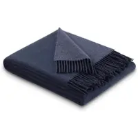 Biederlack Plaid Warm Shades, 80% Wolle, 20% Kaschmir 150x200 cm | navy-denim - blau