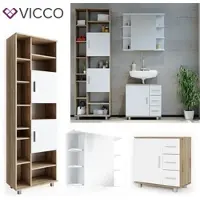 Vicco Badmöbel-Set Ilias Sonoma 3 Teile, mit Hochschrank, Model 31052