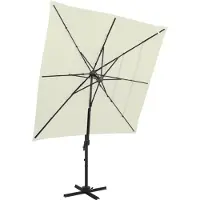 vidaXL Sonnenschirm mit Aluminium-Mast 4-lagig Sandfarben 250x250 cm