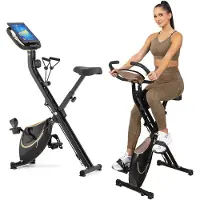 Gymtek Klappbar Magnetischer Heimtrainer Fahrrad für Zuhause - bis 120kg - 8 Widerstandsstufen, 4kg Schwungmasse - LCD Display - für Home Gym Fitness