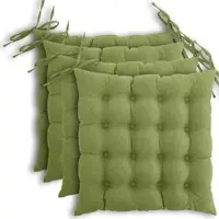 Wometo 4er Set Sitzkissen Stuhlkissen 40x40 OEKO-TEX - grün grasgrün Sitzauflage Bank Polster Sitzpolster mit Bändern / Schleife, Indoor / Outdoor