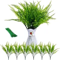 Markenlos 6 Stück Künstliche Persische Gräser, 42 cm Lange 7-Zweig Kunstpflanzen mit 10 Drahtbindern für Vase, Tischdeko, Garten, Balkon und Heimdekoration