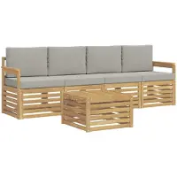 vidaXL Outdoor-Sofagarnitur 5 pcs Weiß und Hellgrau Polyester