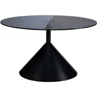 Home24 Couchtisch - Rund - Glas / Metall - Grau / Schwarz