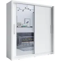 Masseno Schiebetürenschrank FRISKA 154,4/214,4/62cm 2-türig mit Spiegel Weiß