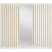 Masseno Schiebetürenschrank VEYDAR 248/215/62cm 3-türig mit Spiegel Weiß