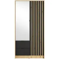 Masseno Drehtürenschrank SATREN 101,7/200,5/54,5cm 2-türig mit Spiegel Eiche Artisan