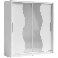 Masseno Schiebetürenschrank RANOR 200/215/62,5cm 2-türig mit Spiegel Weiß