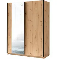 Masseno Schiebetürenschrank ELRON 180,6/198,5/62cm 2-türig mit Spiegel Eiche Artisan