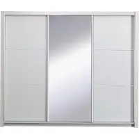 Masseno Schiebetürenschrank ALVORN 257,8/212/66,6cm 3-türig mit Spiegel Weiß
