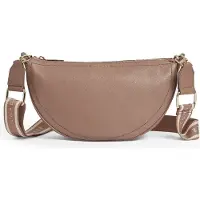 Ted Baker Leder Umhängetasche Lorreen Webbing Leather Half Moon Crossbody Bag Taupe