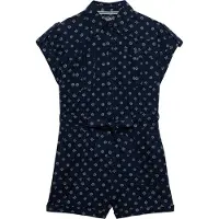 Superdry für Damen. W8012098A Utility Playsuit mit Gürtel navy (S), Lässig, Baumwolle, Kurzarm, Marine