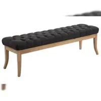 DELUKE Sitzbank CANNES - Stoff Dunkelgrau 150x38x46 cm Hellbraun | Sitzbank Flur Sitzhocker Esszimmerbank Polsterbank Schlafzimmerbank