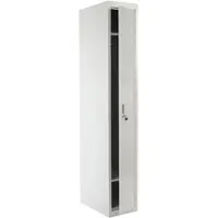Décoshop26 - Kleiderschrank mit Kleiderstange und Spiegel 180 x 30 x 50 cm graues Metall 04_0006202 04_0006202