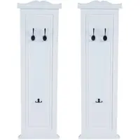 BERLINLODGE 2er-Set Garderobe | HxBxT 109x28x5,7cm | Wandhaken Holz | Weiß lackiert | Wandgarderobe Garderobenpaneel