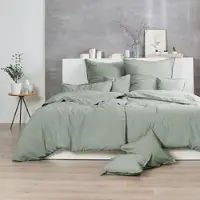 Enrico Coss Bettwäsche Stonewashed Kissenbezug einzeln 80x80 cm | olive - grün