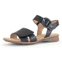 Gabor Damen Sandale Leder schwarz flacher Absatz 2,5 cm Klettverschluss Größe 42