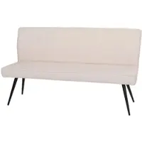 BERLINLODGE Sitzbank | HxBxT 90x160x60cm | Sitzhöhe 48cm | Rückenlehne Stoff/Textil Bouclé Metall 160cm | Creme-Beige | Esszimmerbank Bank Polsterbank