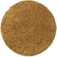 KADIMA DESIGN Teppich Hochflor Langflor Uni Kuschelig Waschbar Strapazierfähig Wohnzimmer Schlafzimmer Rund Gold 120x120 cm – SPREE von