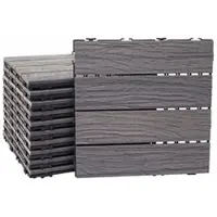 Proregal BERLINLODGE WPC Bodenfliese | 11x je BxT 30x30cm = 1qm | Holzoptik Balkon/Terrasse | 3D-Struktur linear | Antik-Braun