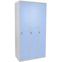 Décoshop26 - Spind mit 3 Fächern blaues Walzblech 180x90x50 cm 04_0007272