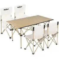 Rebel RBA-5600 Camping-Set – Klapptisch + 4 Stühle, beige