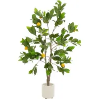 ML-Design Künstlicher Zitronenbaum 130 cm, Kunstbaum mit Früchten im Topf, für Innen & Außen