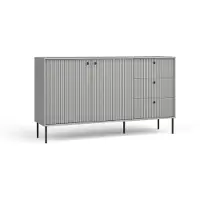 Masseno Kommode NIMB 156,2 cm Sideboard mit 3 Schubladen und 2 Türen für Wohnzimmer Schlafzimmer Modern 156,2x40,5x89,2 cm Grau