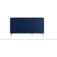 Masseno Kommode SFERA 156,2 cm Sideboard mit 3 Schubladen und 2 Türen für Wohnzimmer Schlafzimmer Modern 156,2x40,5x89,2 cm Blau