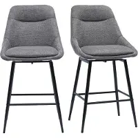 Miliboo - Drehbare Barhocker aus Textil in Grau mit Samteffekt und Metall H66 cm (2er-Set) ALESS