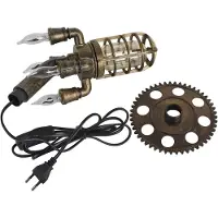 Dopwii Retro Nachtlicht im Steampunk Stil, kreative Raketen Tischlampe mit Flammen Effekt, ideale Deko für Zuhause & Gaming Zimmer