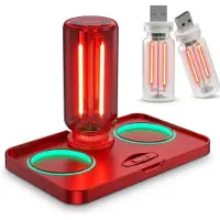 Mormark USB-A Retro Glühbirne aus Glas mit Wolframfaden, Kabellose tragbare Nachtlicht Lampe - CARBULB Rot